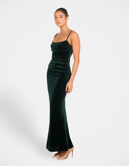 Bronie Cowl Neck Velvet Gown